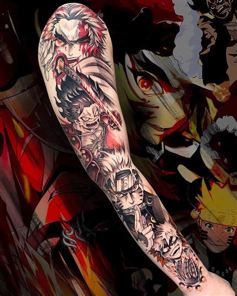 flash tattoo anime|anime full sleeve tattoo.